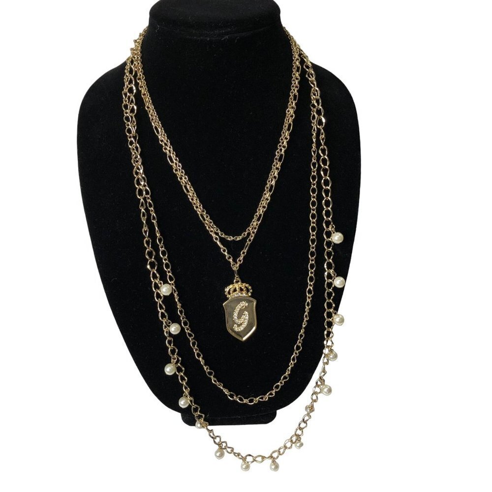 GUESS FOUR STRAND LAYERED GOLD TONE NECKLACE NWT